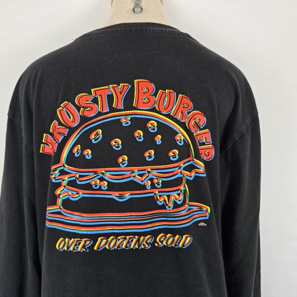Adidas Tee Men’s Medium The Simpsons Krusty Burger Black Long Sleeve - Picture 3 of 15
